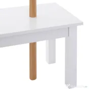 HOMCOM Cuier de Perete cu Bancă din Bambus, Pantofar și Agățătoare pentru Hol, Design Modern, 80x30x180cm, Alb și Lemn Natural 