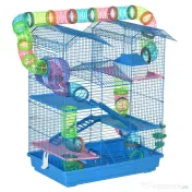 Pawhut Cusca Hamsteri 5 Etaje – Albastra cu Accesorii Incluse 