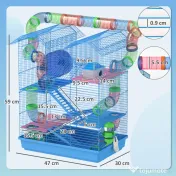 Pawhut Cusca Hamsteri 5 Etaje – Albastra cu Accesorii Incluse 