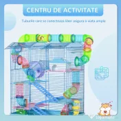 Pawhut Cusca Hamsteri 5 Etaje – Albastra cu Accesorii Incluse 
