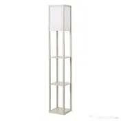 HOMCOM Lampa de Podea cu 3 Polite Integrate Cuplare E27 Putere 40W Stejar 