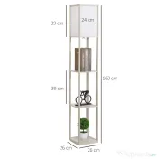 HOMCOM Lampa de Podea cu 3 Polite Integrate Cuplare E27 Putere 40W Stejar 