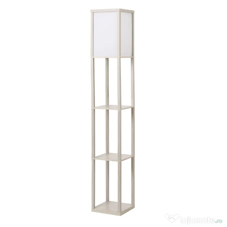 HOMCOM Lampă de podea cu rafturi integrate, Suport E27, 40W, Design Modern din MDF, 26x26x160cm, Stejar | Aosom Romania