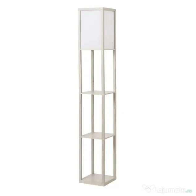 HOMCOM Lampă de podea cu rafturi integrate, Suport E27, 40W, Design Modern din MDF, 26x26x160cm, Stejar | Aosom Romania