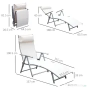 Outsunny Sezlong de Grădină Pliabil cu Spătar Reglabil, Ideal pentru Relaxare în Aer Liber, Crem Alb | Aosom Romania