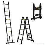 DURHAND Scară Telescopică Pliabilă cu 10 Trepte, Scară Extensibilă din Aluminiu și Metal, 320x67x7 cm, Neagră | Aosom Romania