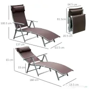 Outsunny Sezlong Relax Rabatabil Pliabil Schelet in Metal 137x63.5x100.5cm Maro 