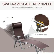 Outsunny Sezlong Relax Rabatabil Pliabil Schelet in Metal 137x63.5x100.5cm Maro 