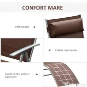 Outsunny Sezlong Relax Rabatabil Pliabil Schelet in Metal 137x63.5x100.5cm Maro 