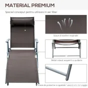 Outsunny Sezlong Relax Rabatabil Pliabil Schelet in Metal 137x63.5x100.5cm Maro 