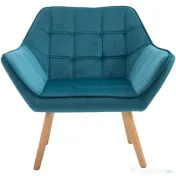 HOMCOM Fotoliu modern din catifea albastru, design de lux, confortabil, cu cadru metalic, ideal pentru living și dormitor 