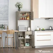 HOMCOM Bufet Modern pentru Bucătărie, Dulapuri și Sertare, Rafturi Reglabile, PAL, Gri, Spațiu Optimizat | Aosom Romania