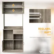 HOMCOM Bufet Modern pentru Bucătărie, Dulapuri și Sertare, Rafturi Reglabile, PAL, Gri, Spațiu Optimizat | Aosom Romania