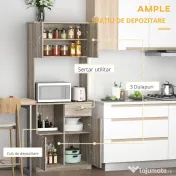 HOMCOM Bufet Modern pentru Bucătărie, Dulapuri și Sertare, Rafturi Reglabile, PAL, Gri, Spațiu Optimizat | Aosom Romania