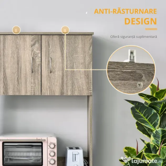 HOMCOM Bufet Modern pentru Bucătărie, Dulapuri și Sertare, Rafturi Reglabile, PAL, Gri, Spațiu Optimizat | Aosom Romania
