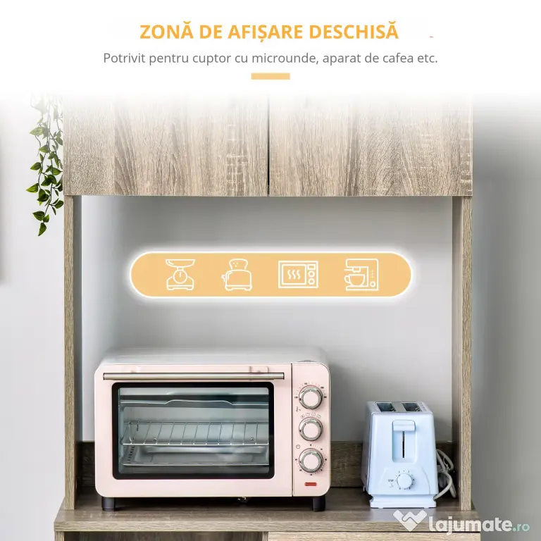 HOMCOM Bufet Modern pentru Bucătărie, Dulapuri și Sertare, Rafturi Reglabile, PAL, Gri, Spațiu Optimizat | Aosom Romania