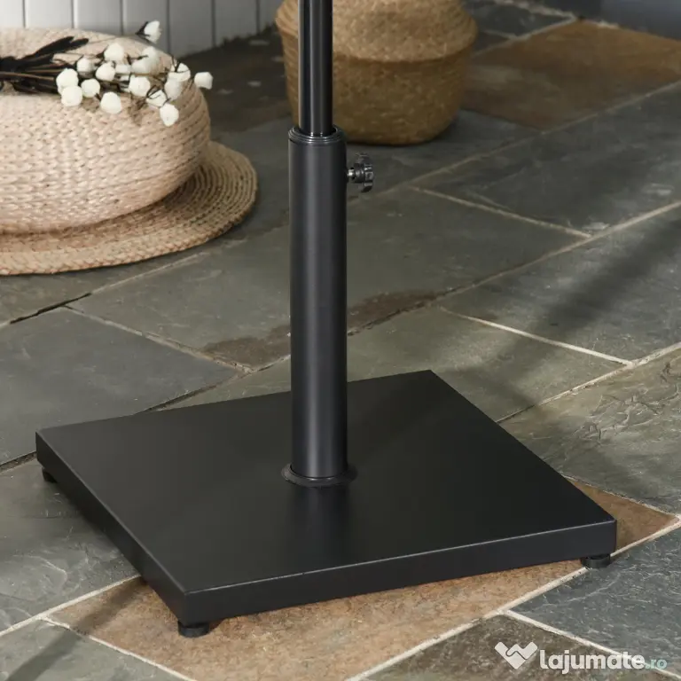 Baza de Umbrelă Pătrată Outsunny pentru Stâlpi Diferite Dimensiuni Φ3/3.5/3.8, Suport Robust 45x45x39cm, Negru | Aosom Romania