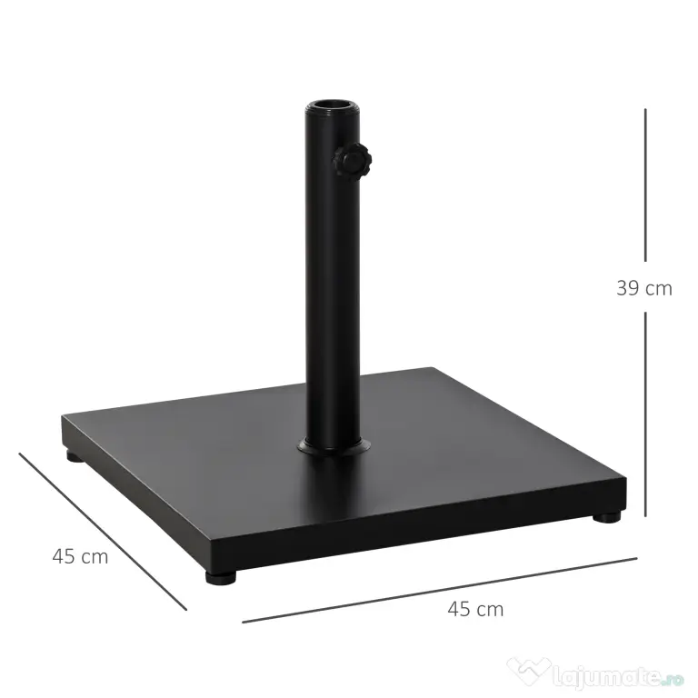 Baza de Umbrelă Pătrată Outsunny pentru Stâlpi Diferite Dimensiuni Φ3/3.5/3.8, Suport Robust 45x45x39cm, Negru | Aosom Romania