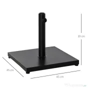 Baza de Umbrelă Pătrată Outsunny pentru Stâlpi Diferite Dimensiuni Φ3/3.5/3.8, Suport Robust 45x45x39cm, Negru | Aosom Romania