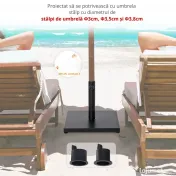 Outsunny Baza pentru Umbrela Patrata Greutate 18kg pentru Stalpi de Φ3/3.5/3.8, 45x45x39cm, Negru