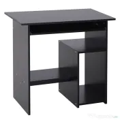 HOMCOM Birou PC Modern din Lemn cu Raft pentru Unitatea Centrală și Spațiu pentru Tastatură Glisantă, 80x45x75 cm, Negru 