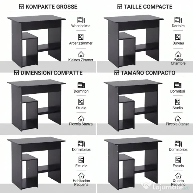 HOMCOM Birou pentru Calculator cu Raft pentru Unitate Centrală și Raft Detașabil pentru Tastatură, 80x45x75 cm, Negru | Aosom Romania