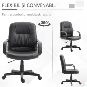 Vinsetto Scaun Birou Negru – Rotativ Captusit cu Roti 