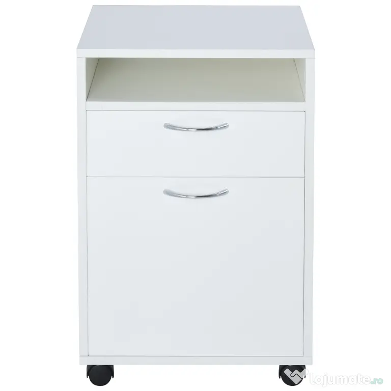 Comodă Mobilă pentru Birou HOMCOM, cu Roți, Design Compact, 40x35x60cm, Alb | Aosom Romania
