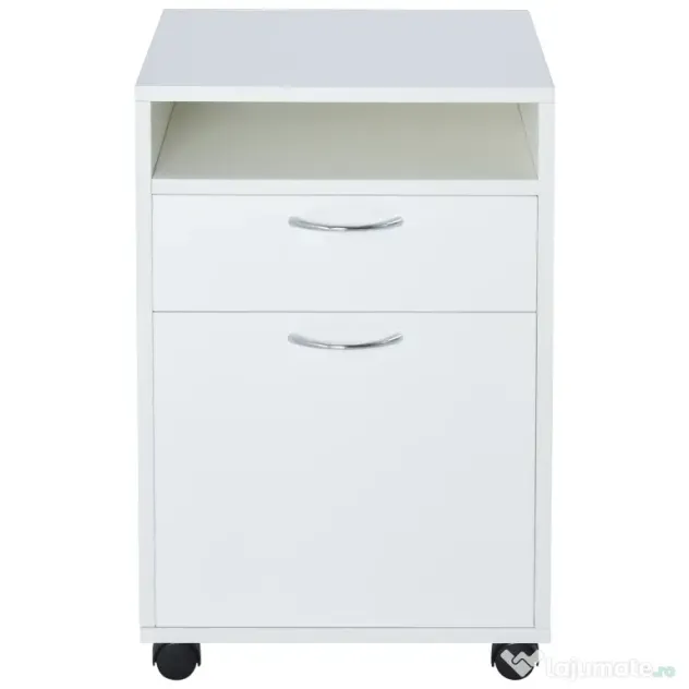 Comodă Mobilă pentru Birou HOMCOM, cu Roți, Design Compact, 40x35x60cm, Alb | Aosom Romania