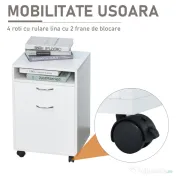 Comodă Mobilă pentru Birou HOMCOM, cu Roți, Design Compact, 40x35x60cm, Alb | Aosom Romania