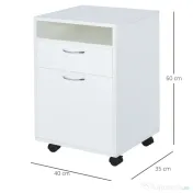 HOMCOM comoda pentru birou, cu roti, 40x35x60cm, alba
