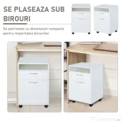 HOMCOM comoda pentru birou, cu roti, 40x35x60cm, alba