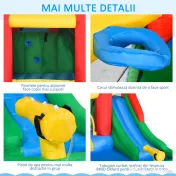 Outsunny Set de Joacă Gonflabil pentru Copii, Tobogan, Trambulină, Piscină, Pistol Apă, 330x245x215cm, Colorat | Aosom Romania