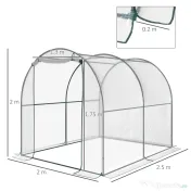 Outsunny Seră de Grădină Tip Tunel, Spațioasă, din PVC, Protecție UV, 250x200x200 cm | Aosom Romania 