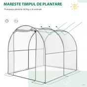 Outsunny Seră de Grădină Tip Tunel, Spațioasă, din PVC, Protecție UV, 250x200x200 cm | Aosom Romania 