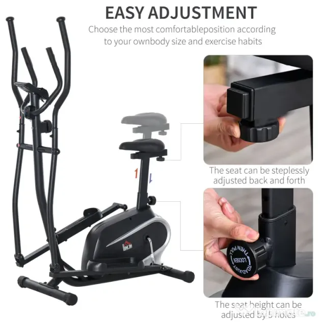 HOMCOM Bicicletă Fitness cu Monitor LCD și 8 Nivele de Rezistență, Antrenament Cardio la Domiciliu | Aosom Romania