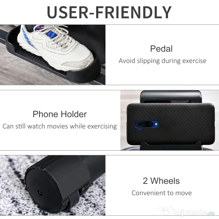 HOMCOM Bicicletă Fitness cu Monitor LCD și 8 Nivele de Rezistență, Antrenament Cardio la Domiciliu | Aosom Romania