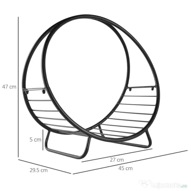 Outsunny Suport pentru lemne de foc Suport lemne in forma de cos design ridicat Greutate maxima 15 kg, negru 45x29.5x47cm | Aosom Romania