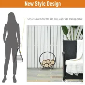 Outsunny Suport pentru lemne de foc Suport lemne in forma de cos design ridicat Greutate maxima 15 kg, negru 45x29.5x47cm | Aosom Romania 