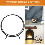 Outsunny Suport pentru lemne de foc Suport lemne in forma de cos design ridicat Greutate maxima 15 kg, negru 45x29.5x47cm | Aosom Romania 