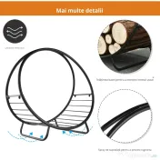 Outsunny Suport pentru lemne de foc Suport lemne in forma de cos design ridicat Greutate maxima 15 kg, negru 45x29.5x47cm | Aosom Romania 