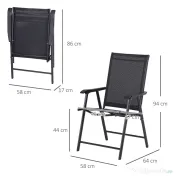 Outsunny Set 2 Scaune de Grădină Pliabile cu Brațe, Scaune pentru Prânz de Exterior din Metal și Texteline, pentru Terasă, Balcon, Curte, Interior și Exterior, 58x64x94cm, Negru | Aosom Romania