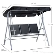 Balansoar de Gradina Outsunny cu 3 Locuri din Metal, 171x108x154cm | Aosom Romania 