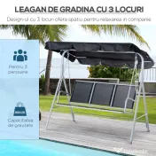 Balansoar de Gradina Outsunny cu 3 Locuri din Metal, 171x108x154cm | Aosom Romania 