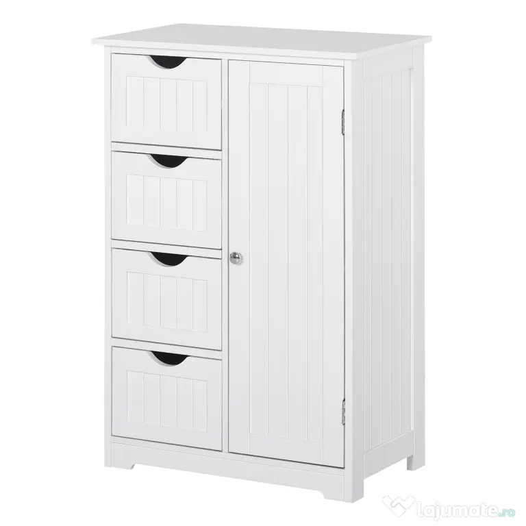 Mobila de Baie Kleankin cu Usa Basculanta si Sertare Alb 56 x 30 x83cm | Aosom Romania