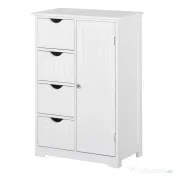 Mobila de Baie Kleankin cu Usa Basculanta si Sertare Alb 56 x 30 x83cm | Aosom Romania 