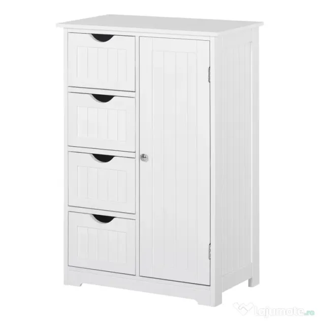 Mobila de Baie Kleankin cu Usa Basculanta si Sertare Alb 56 x 30 x83cm | Aosom Romania