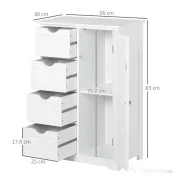 Mobila de Baie Kleankin cu Usa Basculanta si Sertare Alb 56 x 30 x83cm | Aosom Romania 
