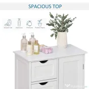 Mobila de Baie Kleankin cu Usa Basculanta si Sertare Alb 56 x 30 x83cm | Aosom Romania 