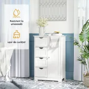 Mobila de Baie Kleankin cu Usa Basculanta si Sertare Alb 56 x 30 x83cm | Aosom Romania 